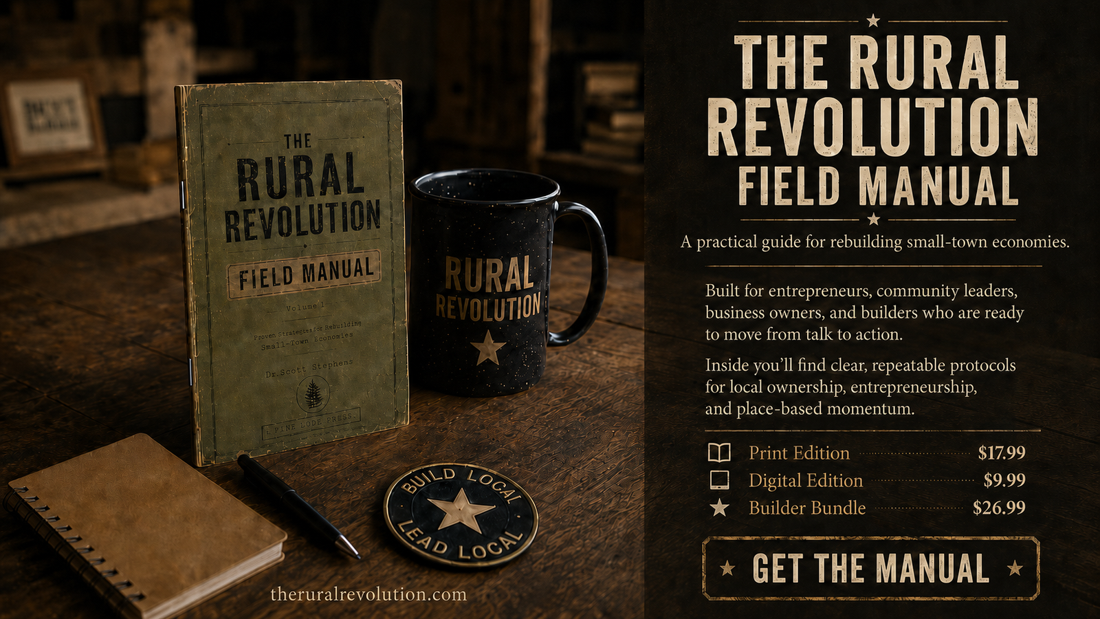 The Rural Revolution Field Manual purchase options: print, digital, and Builder Bundle